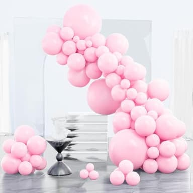 PartyWoo Light Pink Balloons 123 pcs Different Sizes of 18 12 10 5 Inch Pastel Baby Pale Pink Balloon Arch Kit Garland for Baby Shower Valentine's Day Princess Birthday Party Decorations Pink-Q05 - Image 1