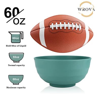 Wheat Straw Bowls Set 60 OZ Unbreakable Large Cereal Set of 6 - Microwave and Dishwasher Safe, Big for Camping and Party - BPA Free Soup Bowl for Serving Oatmeal and Salad - 6 Colors - Image 3