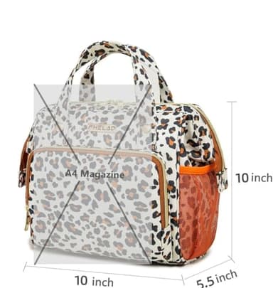 FHELAD Small Diaper Backpack, Leopard Print Insulated Diaper Bag, Multiple Pockets Stroller Accessory, Comfortable Handle for Moms, Stylish Pañaleras para Bebe, Perfect Baby Carrier Bag - Image 6