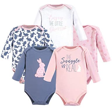 Yoga Sprout Cotton Bodysuit, 5 Pack, Snuggle Bunny, 6-9 Months