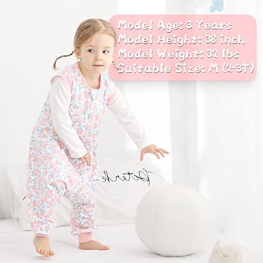 WONDAY Toddler Sleep Sack with Legs,Toddler Sleep Sacks,0.5T Cotton Sleeveless Baby Sleep Bag Wearable Blanket with Feet (Rose,3T-5T) - Image 3