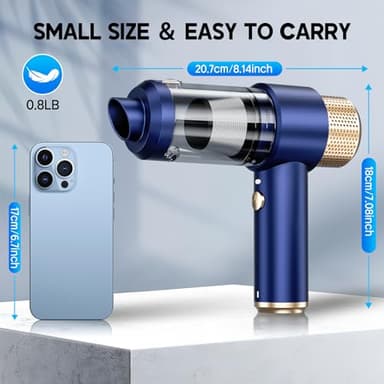 JONYJ Handheld Car Vacuum Cleaner, 16000PA Hand Held Vacuum Portable Cordless, 2 in 1 Air Duster and Vacuum Cleaner with LED Light, Multi-Nozzles, 120W High Power Mini Vacuum for Home, Pet, Office - Image 7