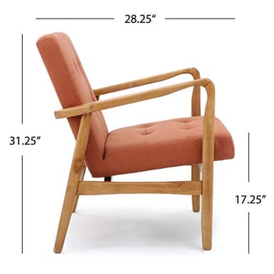Christopher Knight Home Brayden Fabric Club Chair, Orange 28.25D x 25.25W x 31.25H in - Image 4
