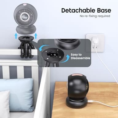 WITHOUSE Stroller Fan, Battery Operated Baby Stroller Fans, 8000mAh Rechargeable Fans, 75° Auto Oscillation Portable Fan, 5-12H Runtime, 4 Speeds Wind, Detachable Base & LED Display - Image 6