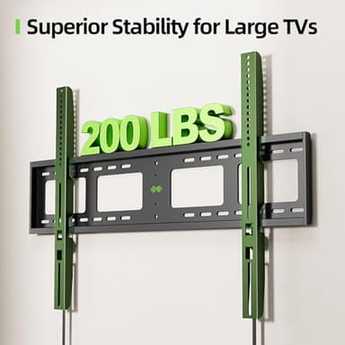 USX MOUNT Heavy Duty Fixed TV Wall Mount for 65-100 inch Flat TVs, Max Load 200 Lbs, Low Profile Bracket Fits 16" 18" 24" 32 inch Stud Spacing, Max VESA 800x600mm for Most 65 75 85 86 90 98 100 TVs - Image 2