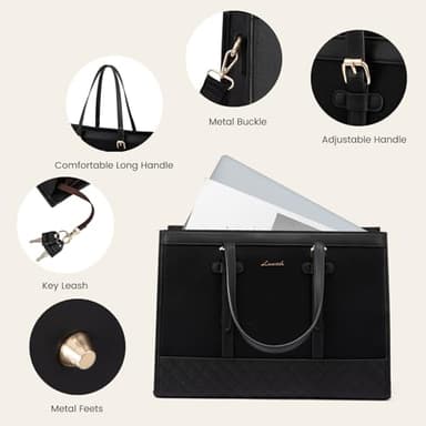 LOVEVOOK Laptop Bag for Women 15.6 inch Canvas Laptop Tote Bag, Large Capacity Work Bag with Clutch Purse, Computer Bag Office Business Briefcase, Casual Handbag for Travel College Teacher School - Image 5