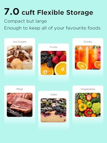 F.W.WOOLWORTHS 7.0 Cu.Ft Chest Freezer 7 Gears Temperature Control, Deep Freezer with Removable Basket, Compact Freezer for Kitchen, Home, Office, Garage, Basement-Black - Image 6