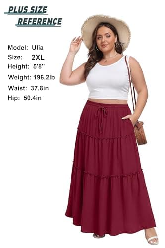 Lepunuo Casual Boho High Waisted Flowy Maxi Skirts Womens Trendy Spring Skirts with Pockets - Image 6
