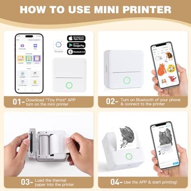Print Pods Mini Printer, Thermal Inkless Sticker Maker with 10 Rolls Printing Paper, Pocket Printpod for phone, Impresora Portátil for Notes, Flashcards, Journal, DIY, Compatible with iOS & Android - Image 4