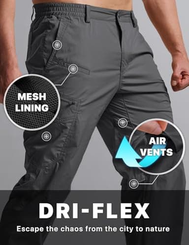 CQR Men's Quick Dry Tactical Pants, Water Resistant Outdoor Pants, Lightweight Stretch Cargo Work Hiking Pants, Runyon Cargo Pants Charcoal, 34W x 32L - Image 5