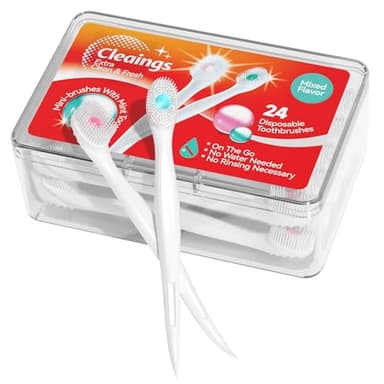 cleaings® Mini Brushes-Disposable Toothbrushes with Toothpaste and Pick for Work or Travel, 24 Count (Mint Flavor(Pack of 1)) - Image 1