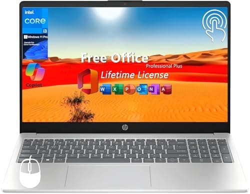 HP 15.6" Touchscreen Laptop Computer, Intel i3-1215U(Up to 4.4GHz), Intel UHD Graphics, 32 GB RAM, 1 TB SSD, Long Battery Life, Wi-Fi 6E, Copilot, Windows 11 Pro & Office Pro Lifetime License - Image 1