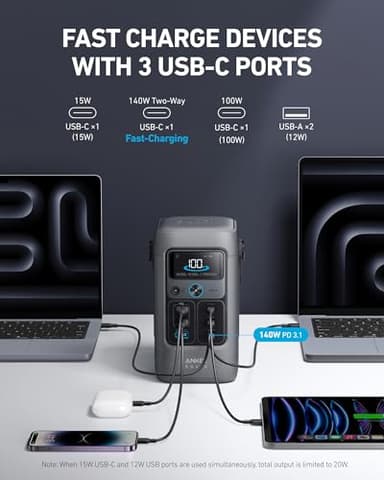 Anker SOLIX C200 DC Power Bank Station, 192Wh Portable Power Station, LiFePO4 Battery, 200W Solar Generator, for Outdoor Camping, Traveling, and Emergencies (No Wall Charger Included) - Image 3