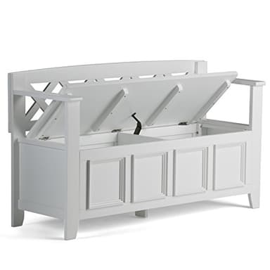 SIMPLIHOME Amherst Entryway Storage Bench - 48 inch Wide Solid Wood Hallway Seat in White, Transitional Bench for Entryway or Living Room with Lift-Up Lid and Spacious Storage - Image 4