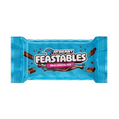 Feastables MrBeast Milk Chocolate Chocolate Bar, Full Size Bar for Adults & Kids, Candy Bars for Halloween Candy, Snacks, Gifts, or Dessert, Sweet & Creamy Fairtrade Cocoa, 1.24 Oz Each, 24 Count - Image 1