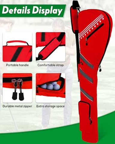 Big Teeth Golf Sunday Bag, Small Golf Bag Lightweight, Par 3 Golf Bag for A Few Clubs Driving Range, Practice with Carry Shoulder Strap Foldable Multi-Colour - Image 4