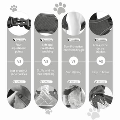 No Pull Dog Harness Release on Neck Reflective Adjustable No Choke Pet Vest with Front & Back 2 Leash Attachments Soft Control Training Handle for Small Medium Large Dogs - Image 7