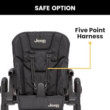 Jeep by Delta Children Classic Convertible 2-in-1 High Chair for Babies and Toddlers with Adjustable Height, Recline & Footrest - Dishwasher Safe Meal Tray, Black - Image 10