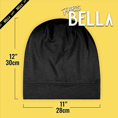 PARISBELLA Satin Lined Sleep Cap Bonnet for Curly Hair and Braids, Stay On All Night Wrap with Adjustable Strap for Women and Men, Black, Pack of 1 - Image 7