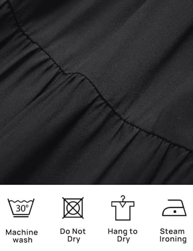 ZESICA Women's 2025 Summer Casual Flutter Short Sleeve Crew Neck Smocked Elastic Waist Tiered Midi Dress,AllBlack,Medium - Image 6