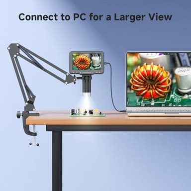Aikokkl Digital Microscope 1000X 5 Screen, Professional Soldering Microscope Flex Stand, 1080P Type-C Electronics Repair, 8 LED Ring Light, 32GB SD - Image 3