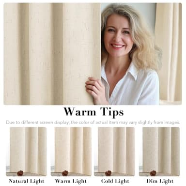 H.VERSAILTEX Curtains for Bedroom Black Out Thermal Insulated Linen Textured Curtains Room Darkening Curtain Living Room Curtain 2 Panel Sets, Bleached Sand, 52x96 Inch - Image 5
