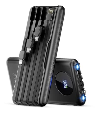 JOYFAR Portable-Charger-Power-Bank Travel Essentials Battery Pack USB C 10000mAh Built in Cable 22.5W Phone Fast Charging Powerbank Compatible with iPhone 16 15 14 13 12 11 iPad Samsung Google (Black) - Image 1