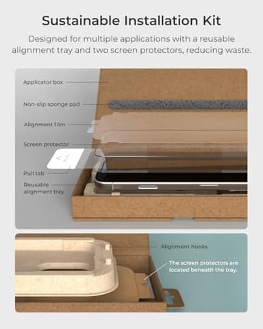 iOttie Terra iPhone 16 Tempered Glass Screen Protector Military Grade 9H Hardness Shatterproof Scratch Resistant, Edge to Edge Protection Easy Bubble Free Install, 2 Pack - Image 4