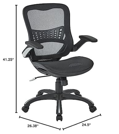 Office Star Ventilated Manager's Office Desk Chair with Breathable Mesh Seat and Back, Black Base, Black - Image 7
