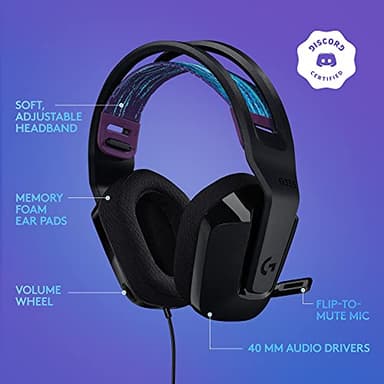 Logitech G335 Wired Gaming Headset, with Flip to Mute Microphone, 3.5mm Audio Jack, Memory Foam Earpads, Lightweight - Black - Image 6