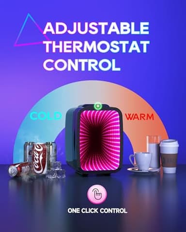 BEICHEN Mini Fridge, 4 Liter/6 Cans Small Refrigerator With Dimmable LED Light,AC/DC Portable Thermoelectric Cooler and Warmer Gaming mini fridge for Bedroom,Office,Gaming room and Car (Black) - Image 5