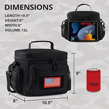 Lunch Box for Men, Tactical Lunch Bag MOLLE Webbing Leakproof Insulated Large Lunch Cooler Women Adult Meal with Adjustable Shoulder Strap Durable Lunch Pail(Black) - Image 5