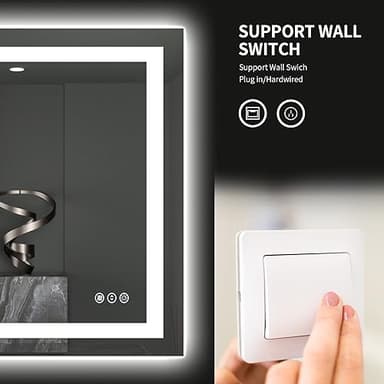LOAAO 40"X38" LED Bathroom Mirror with Lights, Anti-Fog, Dimmable, Backlit + Front Lit, Lighted Bathroom Vanity Mirror for Wall, Memory Function, Tempered Glass, ETL Listed - Image 6