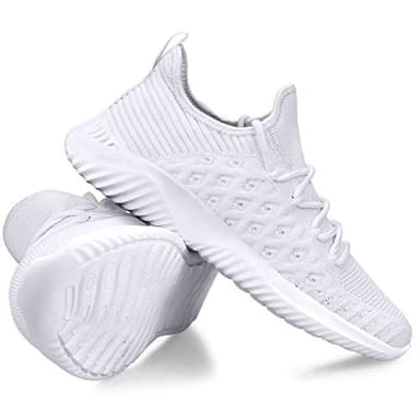 Feethit Womens Slip On Walking Shoes Non Slip Running Shoes Breathable Workout Shoes Lightweight Gym Sneakers White Size 8 - Image 5