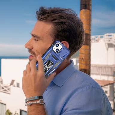 Aozuoton for iPhone 14 Plus Case with Screen Protector and with Camera Cover, 360°Military Grade Rotatable Kickstand (Heavy Duty) Shockproof Protective, Case for iPhone 14 Plus Navy Blue - Image 6