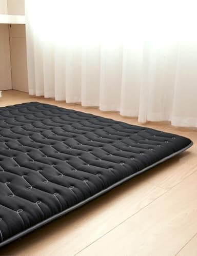 Premium Foam 3.2" Thick Japanese Futon Floor Mattress - Queen Size 60"x80" 100% High-Density Foam,Comfortable Sleeping Pad,Tatami Mat for Dorm,Bedroom or Guest Room,Boys Girls Dormitory Pads(Black - Image 6