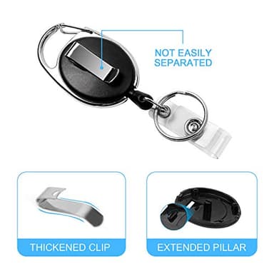Teskyer Badge Reel, 5 Pack Retractable Badge Holders with Carabiner Belt Clip and Key Ring for ID Card Holder and Keychain - Image 7