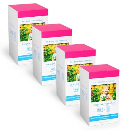 4x Compatible with Canon Selphy KP-108IN Photo Paper and Ink Set, 4x6 inches, 432 Sheets Paper and 12 Pack Color Ink Cassette, Compatible with CP1500 CP1300 CP1200 CP1000 CP910 Printer - Image 1