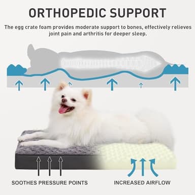 Dog Crate Bed Waterproof Dog Bed for Medium Pets Rose Velvet Soft Fluffy Washable with Removable Cover & Anti-Slip Bottom, 29 x 18 Inch, Gray - Image 3