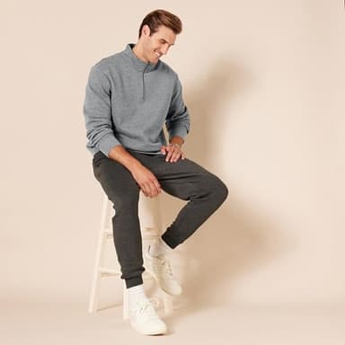 Amazon Essentials Men's Long-Sleeve Quarter-Zip Pullover Fleece Sweatshirt, Medium Grey Heather, XX-Large - Image 8