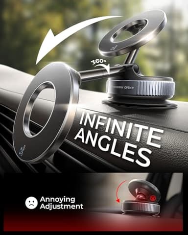 MRGLAS 2026 Upgraded Vacuum Magnetic Phone Holders for Your Car 360° Adjustable Absorption Magnetic Bracket 98LBS Magsafe Suction Cup Phone Mount for iPhone 17 Car Truck Accessories for Men Women - Image 4