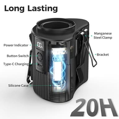 KITWLEMEN Portable Waist Fan - Personal Clip on Belt Fan, 5 Speeds 20H Cooling, Rechargeable Battery Operated, Wearable with Lanyard for Camping, Travel, Jobsite (Black) - Image 3