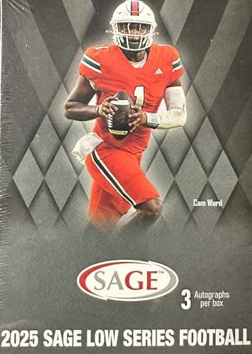 2025 Sage Football Draft Picks Series Blaster Box of Packs with 3 GUARANTEED AUTOGRAPHS and Rookie Cards Possibly Carson Beck, Drew Allar, Cam Ward and Many Others - Image 1