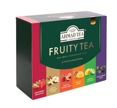 Ahmad Tea Black & Green Tea, Fruitytea Assorted Sampler Variety Gift Box, 60 Foil Teabags - Caffeinated & Sugar-Free - Image 4