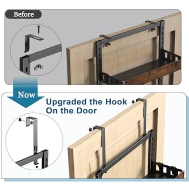 bukfen Over the Door Pantry Organizer, 6-Tier Adjustable Wooden Basket Kitchen Pantry Door Organization and Storage, Heavy-Duty Metal Hanging Kitchen Spice Rack,D6.3 x W17.71 x H50.60 inch,1 Pack - Image 4