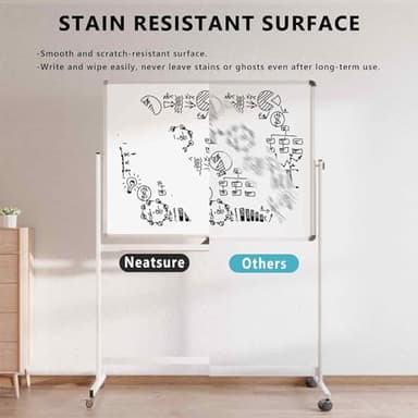 Neatsure Large Rolling Whiteboard on Wheels, 48" x 36" Double-Sided Mobile White Board with Stand, 4' x 3' Portable Standing Magnetic Dry Erase Board Easel for Home Office Classroom School, Silver - Image 5