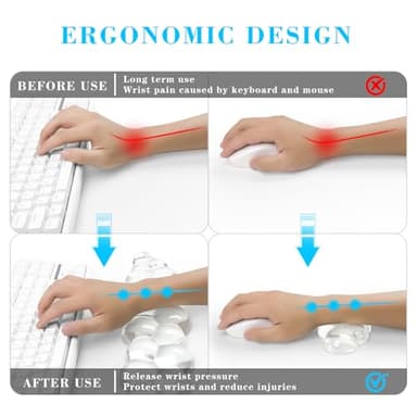 Gel Cloud Keyboard and Mouse Wrist Rest, Cute Wrist Support and Arm Support Keyboard Rest for Keyboard and Mouse Typing Pain Relief,Suitable for Office/Computer/Laptop/Gaming(White) - Image 2