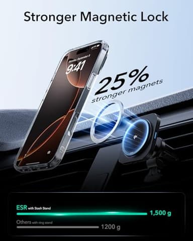 ESR for iPhone 16 Pro Max Case, Compatible with MagSafe, Military-Grade Protective Case, Built-in Stash Stand Phone Case, Scratch-Resistant Back Cover, Classic Series, Clear - Image 9