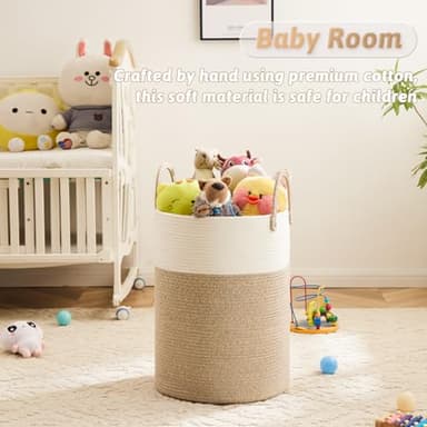 Artfeel Laundry Basket,Woven Cotton Rope Laundry Hamper,60L for Decor Storage of Dirty Clothes,Toys and Blankets in Bathroom,Baby Room and Living Room - Image 3