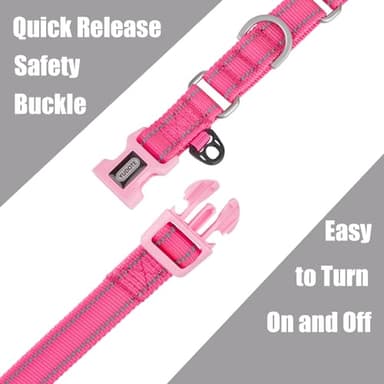 YUDOTE Reflective Martingale Collar for Dogs with Quick Snap Buckle Anti-Pull Nylon Safe Slip Collars for Easy Walking,Hot Pink,Large - Image 3